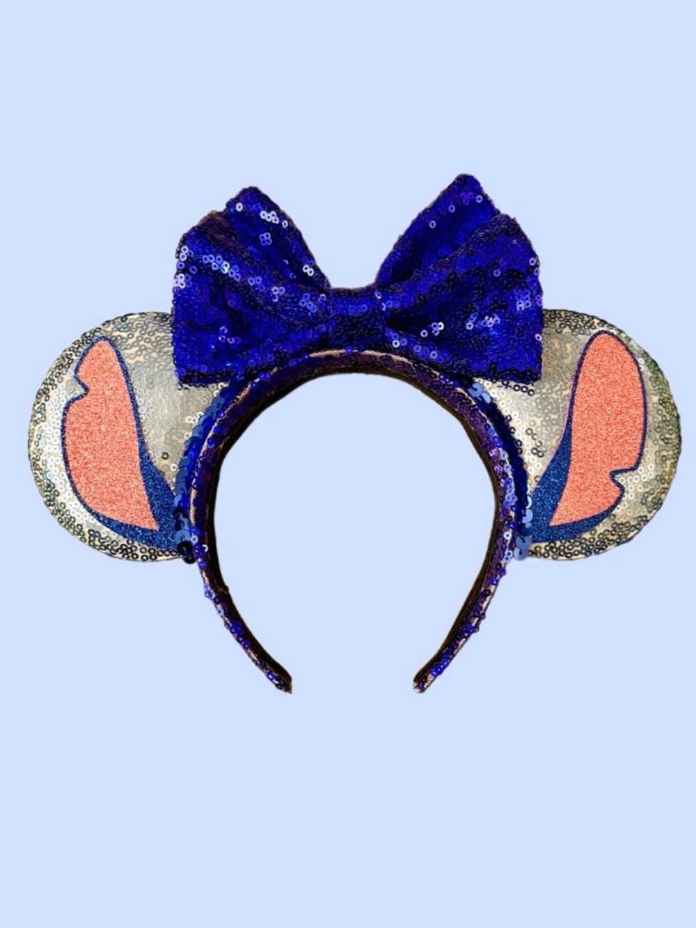 Disney Inspired Handmade STITCH Blue Sequins Ears - NWOT